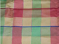 COOMO TABLECLOTH GOLD RED LIME BLUE CHECK 150 CM X 230 CM NEW